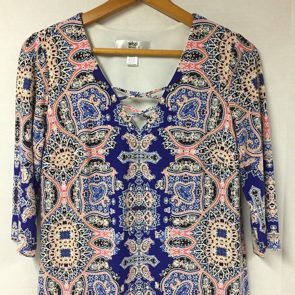 Wisp Blue Paisley Scarf Print Shift Dress SZ 6P - Picture 7 of 15